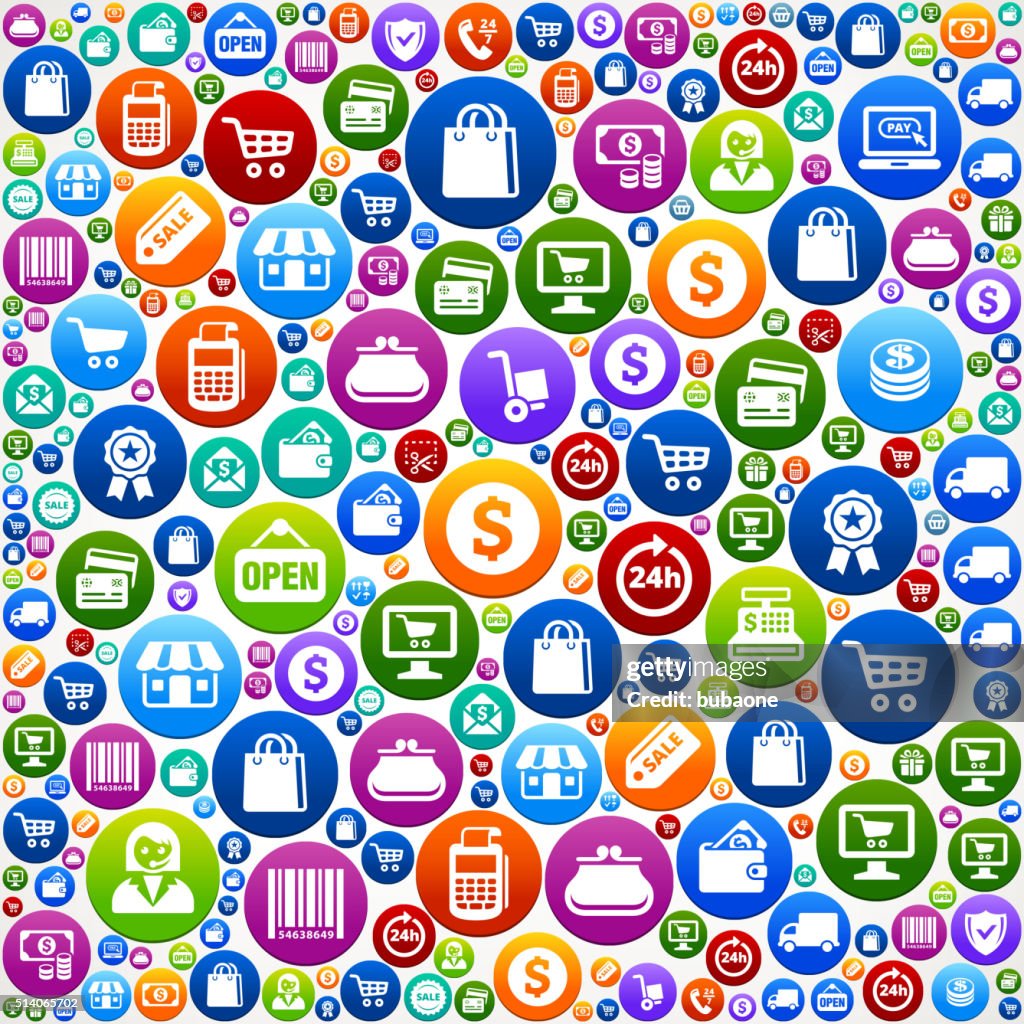 Commerce Pattern Pattern Shopping And Commerce Colorful Button Pattern High-Res Vector ...