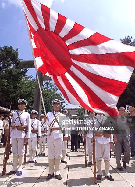 In front of the flag of the Rising Sun, World War, News Photo
