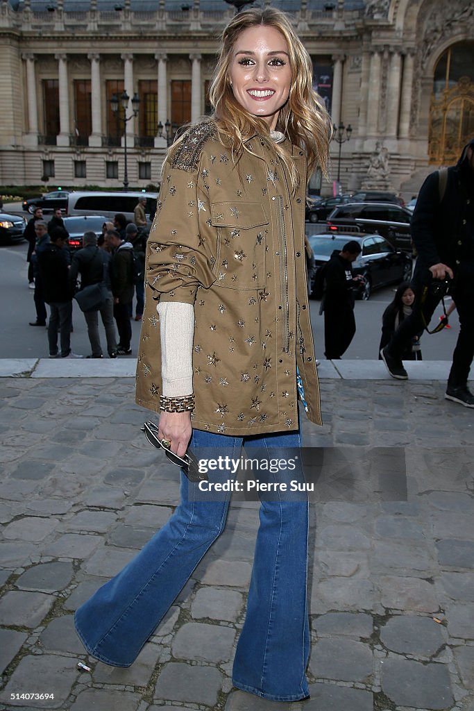 Olivia Palermo arrives at the Akris show as part of the Paris Fashion ...