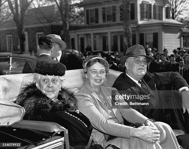 Hyde Park, New York-ORIGINAL CAPTION READS: President Fr Frain D. Roosevelt, his wife, Mrs. Eleanor Roosevelt , and his mother, 88-year-old Mrs. Sara...