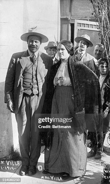 Pancho Villa and his wife at Juarez, 1914. Photograph.