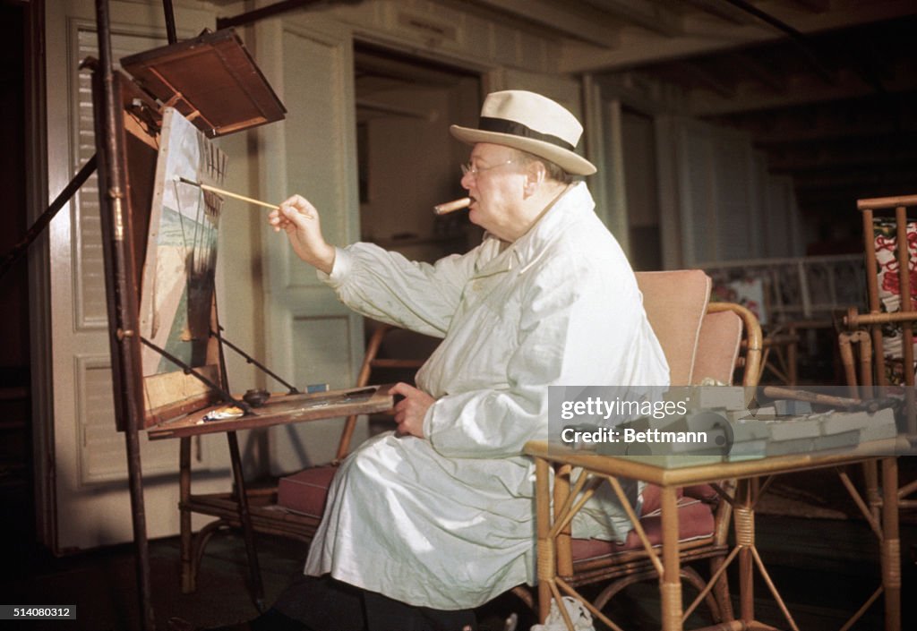 Winston Churchill at His Easel