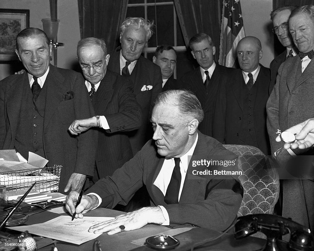 President Roosevelt Signing War Declaration