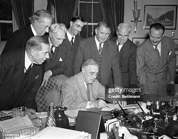 Washington, D.C. -- On March 11th, the second anniversary of the enactment of the original Lend-Lease Law, President Roosevelt signed the legislation...