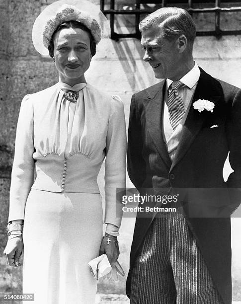 King Edward VIII became the first British king to abdicate the throne for his American divorcee bride Wallace Warfield Simpson. The two stand at...