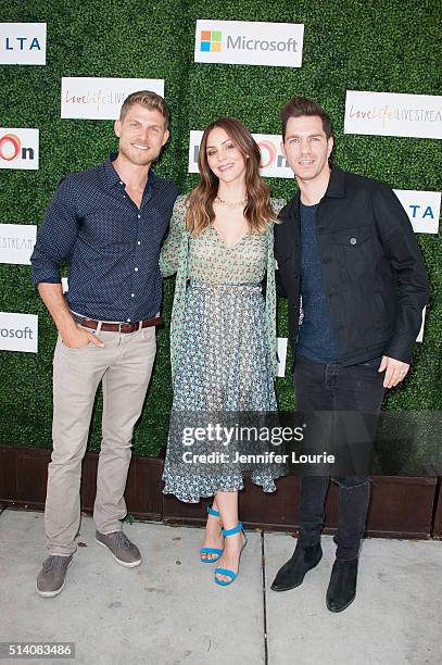 Travis Van Winkle, Katharine McPhee, and Andy Grammar arrive at the 2nd Annual LoveLife Fundraiser to support buildOn hosted by Travis Van Winkle at...