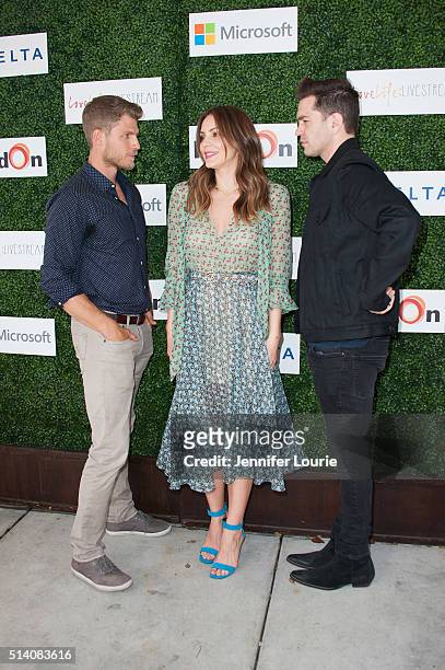 Travis Van Winkle, Katharine McPhee, and Andy Grammar arrive at the 2nd Annual LoveLife Fundraiser to support buildOn hosted by Travis Van Winkle at...