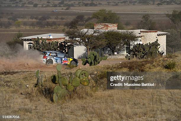 Jari Matti Latvala of Finland and Mikka Anttila of Finland compete in their Volkswagen Motorsport WRT Volkswagen Polo R WRC during Day Three of the...