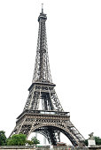 Eiffel Tower over white background. Paris, France