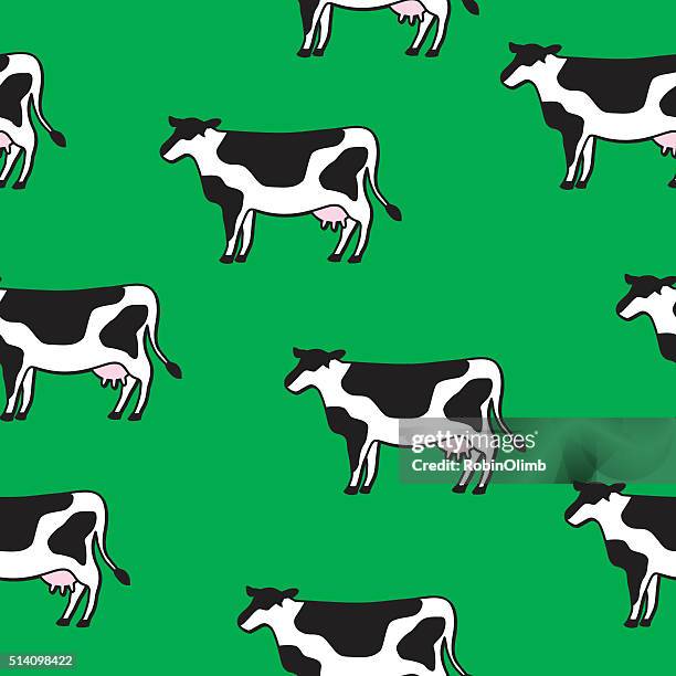 seamless cow pattern - black and white cow stock illustrations