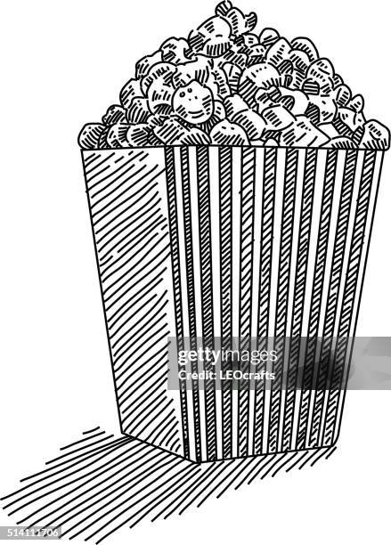 popcorn drawing - popcorn white background stock illustrations