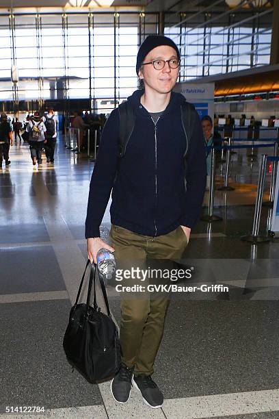 Paul Dano is seen at LAX on March 06, 2016 in Los Angeles, California.