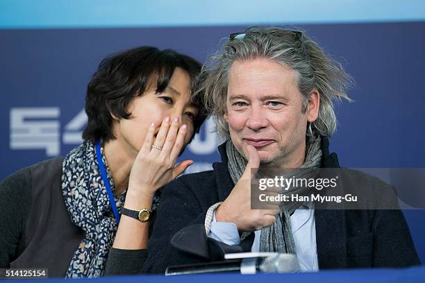 Director Dexter Fletcher attends the press conference for 'Eddie The Eagle' on March 7, 2016 in Seoul, South Korea. Hugh Jackman and Dexter Fletcher...