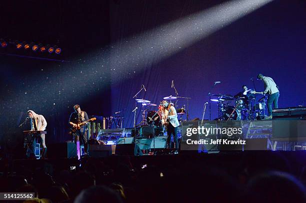 Mumford & Sons performs on stage at the Okeechobee Music & Arts Festival, Day 4, on March 6, 2016 in Okeechobee, Florida.