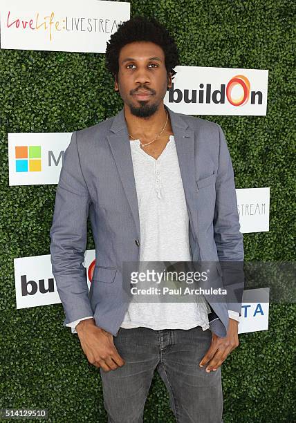 Actor Nyambi Nyambi attends the 2nd annual LoveLife fundraiser to support The BuildOn Organization at Microsoft Lounge on March 6, 2016 in Venice,...