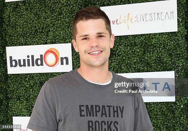 Actor Max Carver attends the 2nd annual LoveLife fundraiser to support The BuildOn Organization at Microsoft Lounge on March 6, 2016 in Venice,...