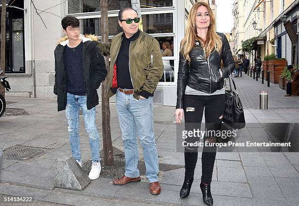 Olvido Hormigos, Jesus Atahonero and their son are seen on March 4, 2016 in Madrid, Spain.