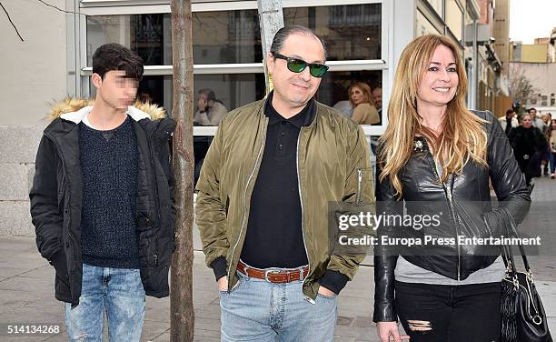 Olvido Hormigos, Jesus Atahonero and their son are seen on March 4, 2016 in Madrid, Spain.