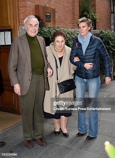 Princess Margarita, her husband Carlos Zurita and their daughter Maria Zurita attend Princess Margarita's 77th birthday going for lunch in a...