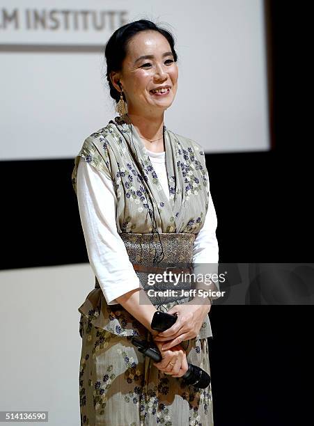 Japanese auteur Naomi Kawase participates in a question and answer session at a screening of The Mourning Forest on day three of Qumra, an industry...