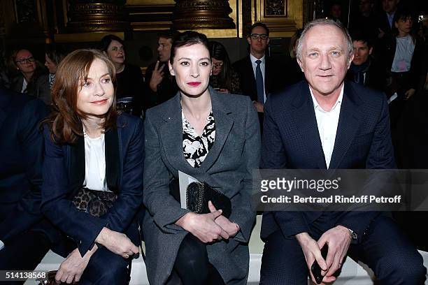 Isabelle Huppert, Marie-Agnes Gillot and Francois-Henri Pinault attend the Stella McCartney show as part of the Paris Fashion Week Womenswear...