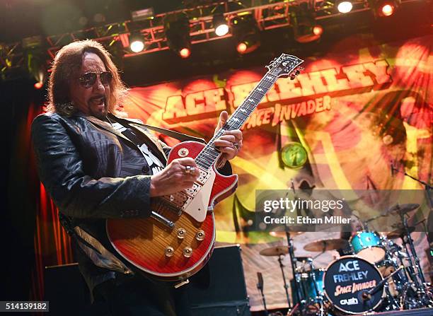 Recording artist Ace Frehley performs at Brooklyn Bowl Las Vegas at The LINQ Promenade on March 6, 2016 in Las Vegas, Nevada.