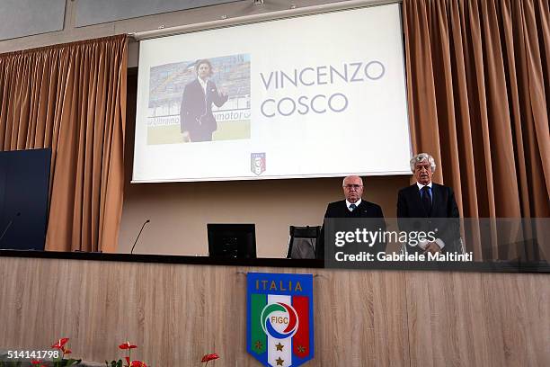 In memory of Vincenzo Cosco manager of Torres died May 9, 2015 Gianni Rivera president of the Youth and School FIGC and Carlo Tavecchio president of...