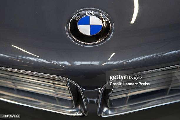 Vintage logo of German automaker BMW in seen during the celebration marking the 100th anniversary of BMW on March 7, 2016 in Munich, Germany. BMW...