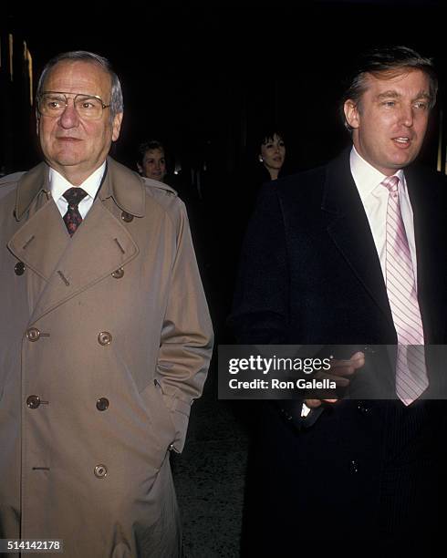 Lee Iacocca and Donald Trump attend Jessica Steinbrenner-Joseph Molloy Wedding Ceremony on November 7, 1987 at St. Patrick's Cathedral in New York...