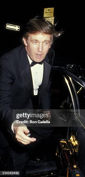 Donald Trump attends Jonathan Tisch-Laura Steinberg Wedding Reception on April 18, 1988 at the Museum of Modern Art in New York City.