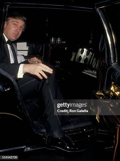 Donald Trump attends Jonathan Tisch-Laura Steinberg Wedding Reception on April 18, 1988 at the Museum of Modern Art in New York City.