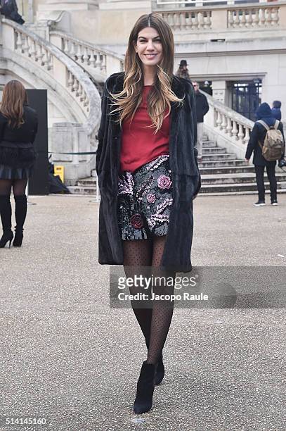 Bianca Brandolini D'Adda is seen arriving at Giambattista Valli Fashion show during Paris Fashion Week : Womenswear Fall Winter 2016/2017 on March 7,...