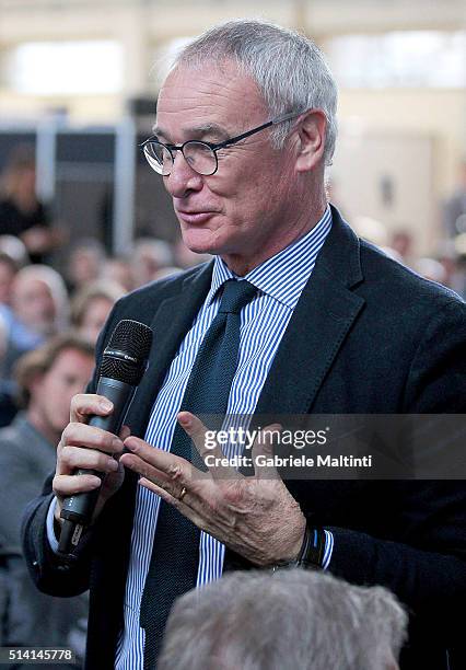 Claudio Ranieri manaer of Leicester City speaks during the "Panchina D'oro season 2014-2015" at Coverciano on March 7, 2016 in Florence, Italy.