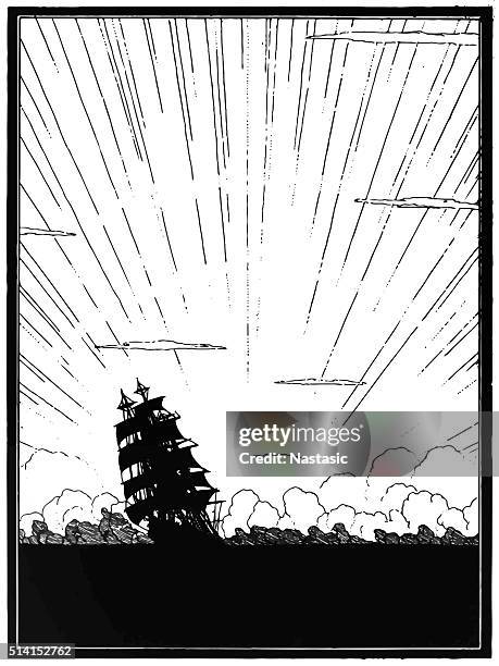 windy sea - strong wind stock illustrations