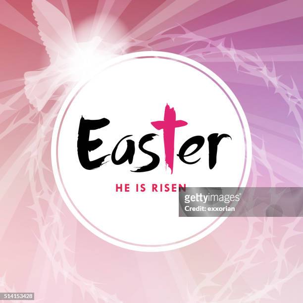 he is risen resurrection - easter religious background stock illustrations