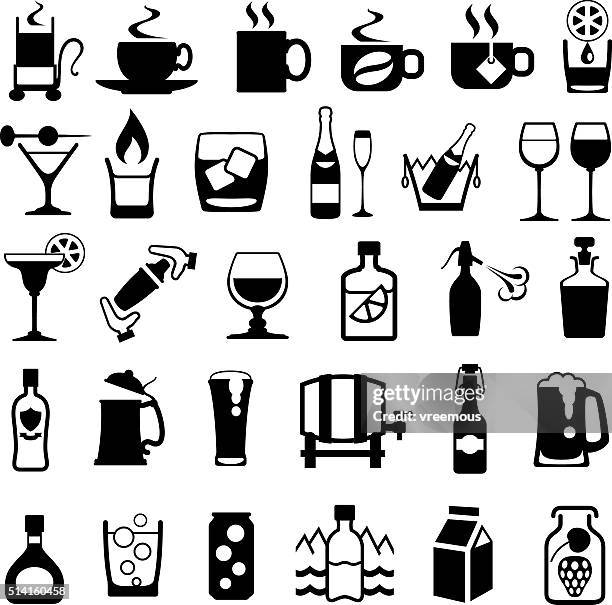 getränke icon-set - schottischer whisky stock-grafiken, -clipart, -cartoons und -symbole