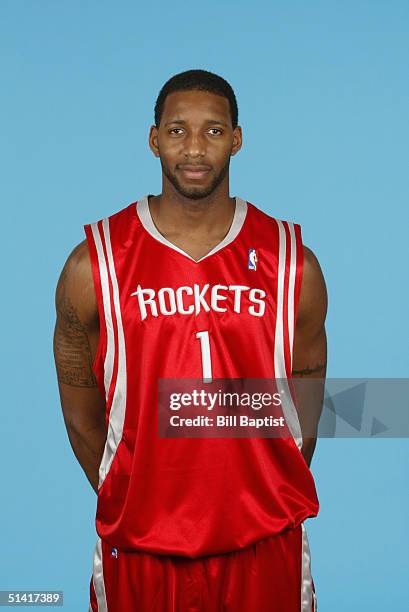 Tracy McGrady of the Houston Rockets poses for a portrait during NBA Media Day on October 1, 2004 in Houston, Texas. NOTE TO USER: User expressly...