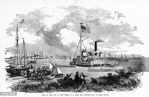 new berne, n.c. engraving - new bern north carolina stock illustrations