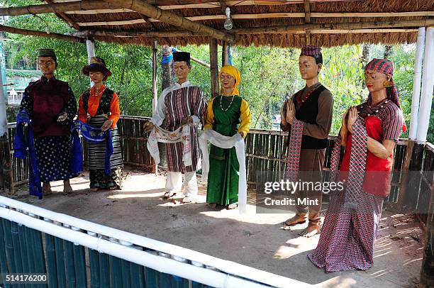 Mannequins in traditional Sikkimese dress at the directorate of Handicraft and Handloom office on March 11, 2015 in Gangtok, India.