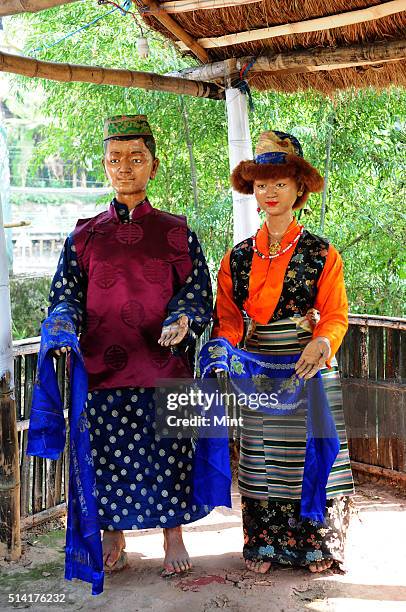 Mannequins in traditional Sikkimese dress at the directorate of Handicraft and Handloom office on March 11, 2015 in Gangtok, India.