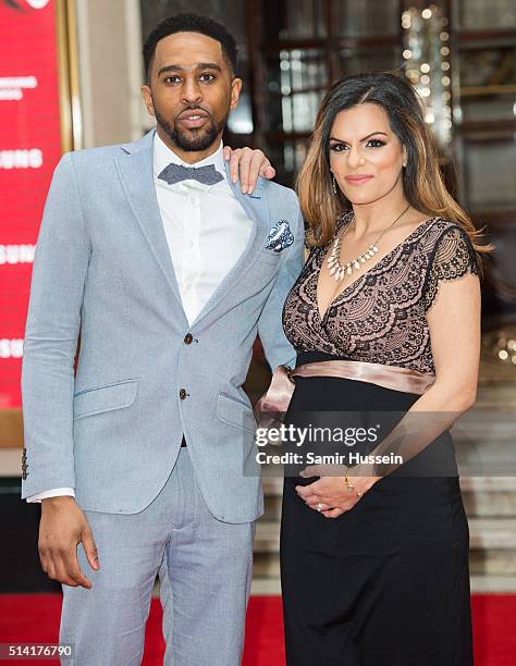 King and DJ Neev arrive at The Prince's Trust Celebrate Success Awards at London Palladium on March 7, 2016 in London, England.