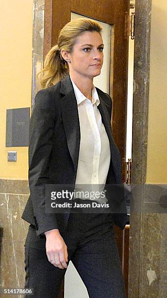 Sportscaster and television personality Erin Andrews walks to court on March 7, 2016 in Nashville, Tennessee. Andrews is taking legal action against...