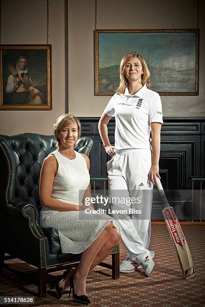 Head of womens cricket Clare Connor and England captain Charlotte Edwards are photographed for the Observer on April 17, 2015 in London, England.