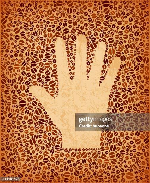 hand print royalty free coffee bean pattern - hand coffee bean stock illustrations