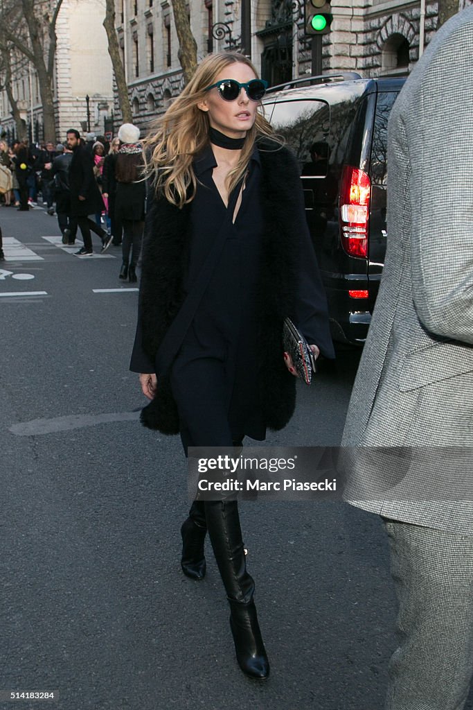 Olivia Palermo leaves the 'Hermes' fashion show on March 7, 2016 in ...