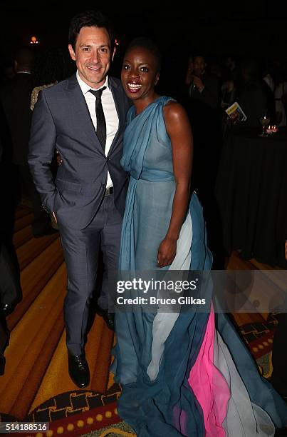 Steve Kazee and Danai Gurira at the Opening Night After Party for "Eclipsed" at Gotham Hall on March 6, 2016 in New York City.