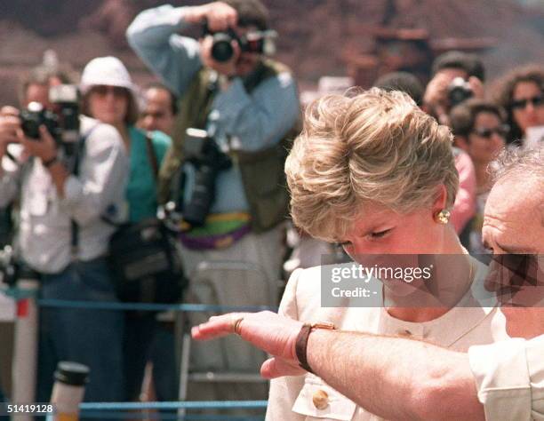 Photo dated 23 April 1994 showing Lady Diana arriving in Rio de Janeiro under the cameras of photographers during an official trip in Brazil. Lady...
