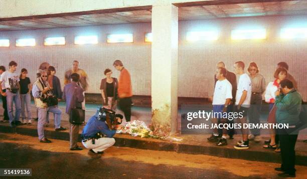 Cameraman films the point of the fatal car accident in Paris last night 30 August which killed Diana, Princess of Wales and her Egyptian friend Dodi...