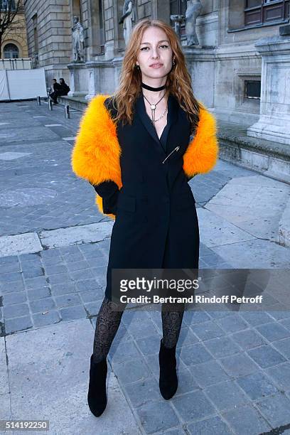 Actress Josephine de La Baume attends the Sonia Rykiel show as part of the Paris Fashion Week Womenswear Fall/Winter 2016/2017 on March 7, 2016 in...