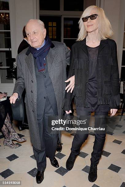 Pierre Berge and Betty Catroux attend the Saint Laurent show as part of the Paris Fashion Week Womenswear Fall/Winter 2016/2017 on March 7, 2016 in...